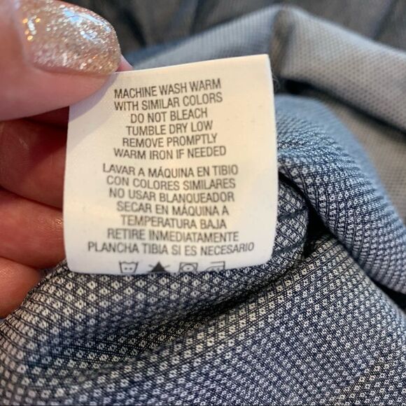 Structure Jacquard Shirt Chambray Blue Size Extra Large Slim Fit - Picture 10 of 10